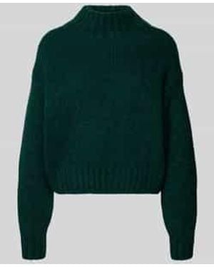Marc Cain Gebreide Pullover Met Opstaande Kraag En Extra Brede Schouders - Groen