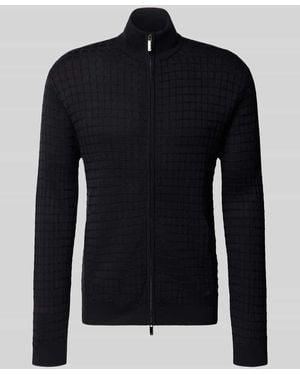 Emporio Armani Strickjacke mit Stehkragen und Zweiwege-Reißverschluss - Schwarz