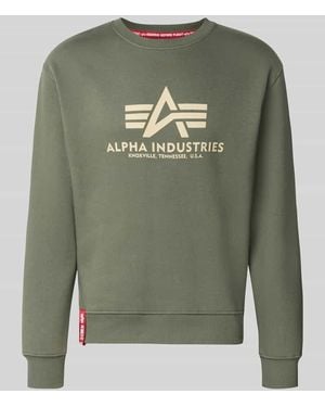 Alpha Industries Regular Fit Sweatshirt aus Baumwoll-Mix mit Logo-Print - Grün