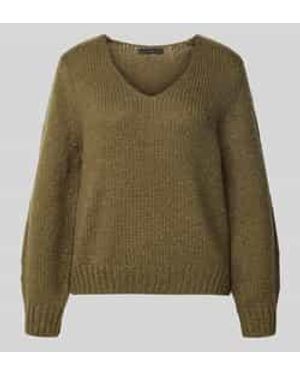 Ouí Gebreide Pullover Met V-Hals - Groen