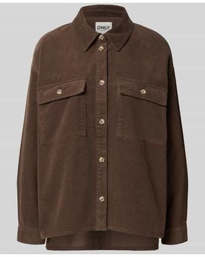 ONLY Relaxed Fit Hemdjacke aus reiner Baumwolle Modell 'MOXIE' - Braun