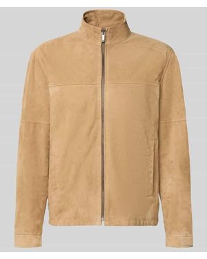 Strellson Regular Fit Lederjacke aus echtem Ziegenvelours Modell 'JIMMY-S' - Natur