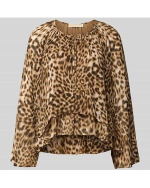 MICHAEL Michael Kors Regular Fit Bluse im Allover-Look mit Schnürung - Natur