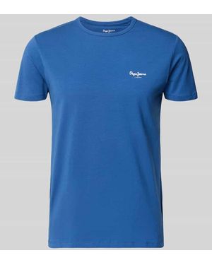 Pepe Jeans Slim Fit T-Shirt aus Baumwoll-Mix Modell 'ORIGINAL BASIC 3N' - Blau