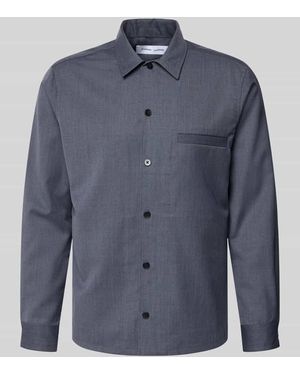 Samsøe & Samsøe Regular Fit Hemdjacke aus Woll-Mix Modell 'Sadamon' - Blau