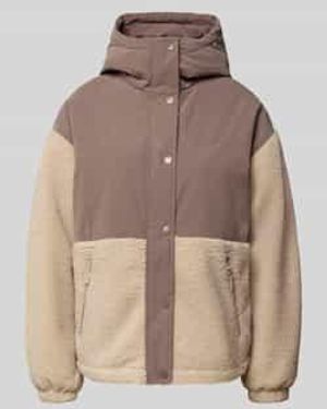 Mazine Regular Fit Jack Met Imitatiebont, Model 'Blocking' - Bruin