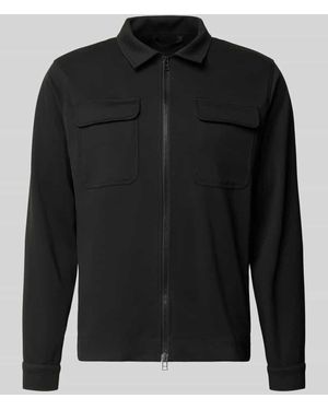 Zuitable Regular Fit Hemdjacke mit Viskose-Mix Modell 'Taylor' - Schwarz