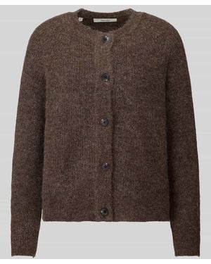 SELECTED Relaxed Fit Strickjacke aus Woll-Mix Modell 'LULU' - Braun
