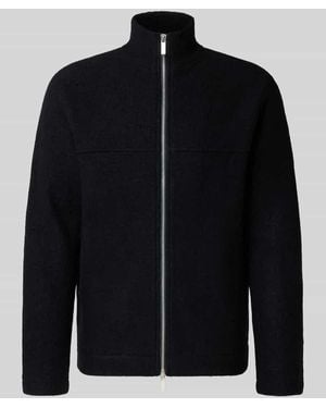 SELECTED Regular Fit Cardigan aus reinem Woll-Bouclé Modell 'NEALY' - Schwarz