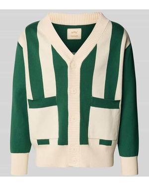 BLKVIS Cardigan mit Streifenmuster und V-Ausschnitt - Grün