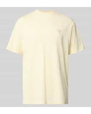 Guess T-Shirt Met Logo En Ronde Hals - Naturel