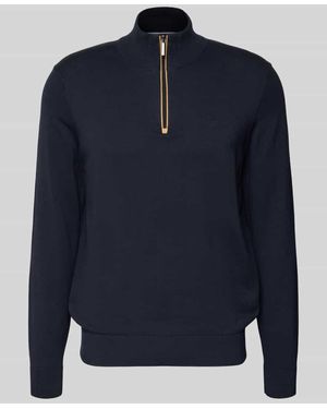 Bugatti Regular Fit Troyer aus reiner Baumwolle - Blau
