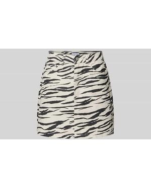 Lala Berlin Minirock mit Allover-Animal-Print - Grau