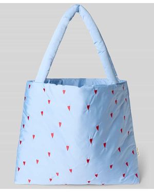 Studio Noos Tote Bag mit Allover-Motiv-Stitching Modell 'Puffy' - Blau
