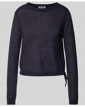 Review Rundhals Pullover mit Tunnelzug - Blau