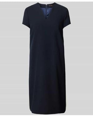 Windsor. Knielanges Kleid Mit Viskose-Anteil Und V-Ausschnitt - Blau