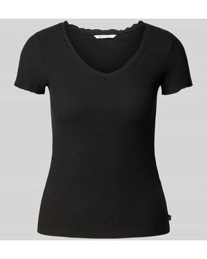 Tom Tailor Regular Fit T-Shirt mit Waffelstruktur - Schwarz