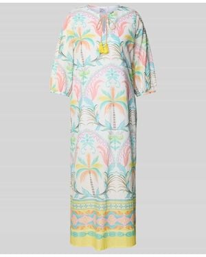 Emily Van Den Bergh Relaxed Fit Midikleid mit Schlüssellochausschnitt - Mehrfarbig