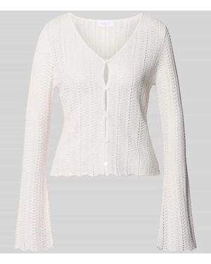 Rich & Royal Cardigan mit V-Ausschnitt und Knopfleiste - Weiß
