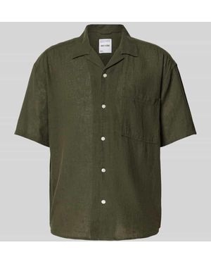 Only & Sons Relaxed Fit Freizeithemd mit 1/2-Arm Modell 'CAIDEN' - Grün
