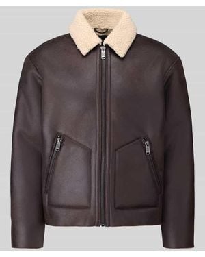Only & Sons Kunstlederjacke mit Shearlingkragen - Braun