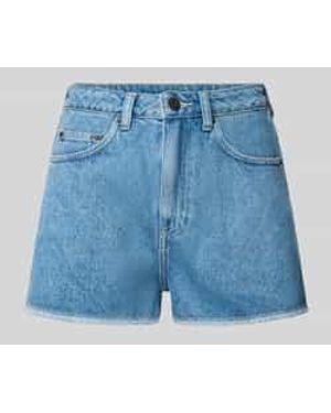 American Vintage Korte Jeans Met Franjes Model 'Joybird' - Blauw