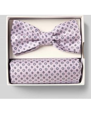 Prince BOWTIE Fliege und Einstecktuch im Set aus reiner Seide - Grau