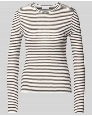 Rich & Royal Longsleeve mit geripptem Rundhalsausschnitt - Grau