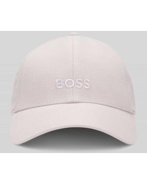 BOSS Basecap aus Leinen mit Label Stitching - Pink