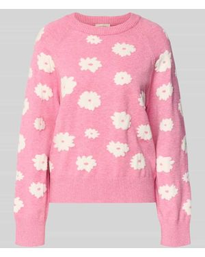 Freequent Strickpullover mit gerippten Abschlüssen Modell 'Alpie' - Pink