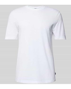 BOSS T-Shirt mit geripptem Rundhalsausschnitt Modell 'TIBURT' - Weiß