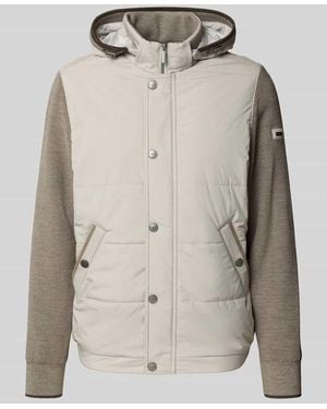Bugatti Regular Fit Strickjacke mit Kapuze - Natur