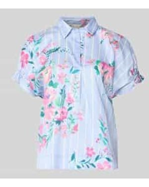 Milano Italy Regular Fit Blouse Van Katoen - Blauw
