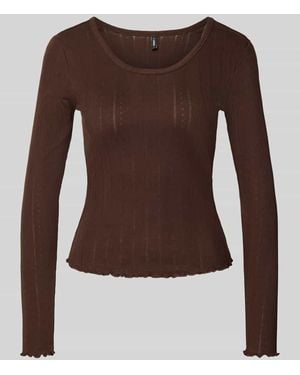 ONLY Slim Fit Langarmshirt mit Baumwoll-Anteil Modell 'TENNA' - Braun
