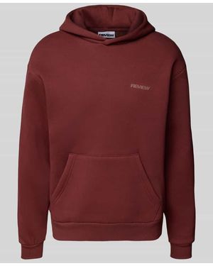 Review Hoodie mit Label-Schriftzug - Rot
