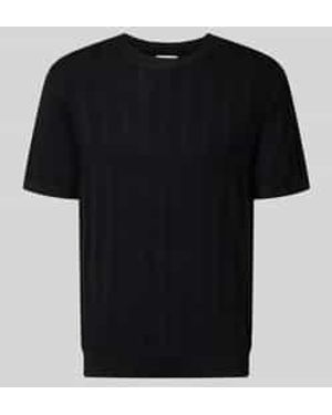 Lindbergh Gebreid Shirt Van Viscosemix Met Ronde Hals - Zwart