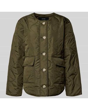 Vero Moda Regular Fit Steppjacke mit einreihiger Knopfleiste Modell 'MILLIE' - Grün