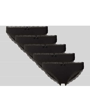 DORINA Slim Fit Slip aus Baumwoll-Mix im 5er-Pack - Schwarz