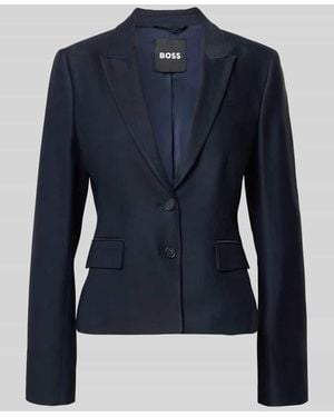 BOSS Slim Fit Kurzblazer aus Viskose-Lyocell-Mix Modell 'Jia18' - Blau