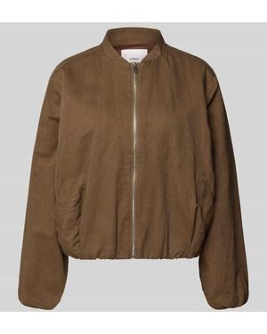 S.oliver Boxy Fit Bomberjacke aus Leinen-Baumwoll-Mix - Braun