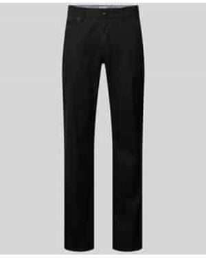 Brax Regular Fit Stoffen Broek Van Mix Van Katoen En Linnen Model 'Cadiz' - Zwart