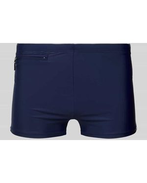 Schiesser Slim Fit Badeshorts mit Reißverschlusstasche - Blau