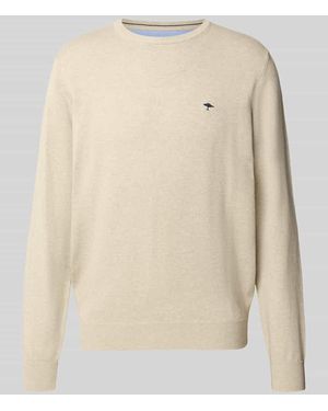Fynch-Hatton Strickpullover aus reiner Baumwolle mit Logo-Stickerei - Natur