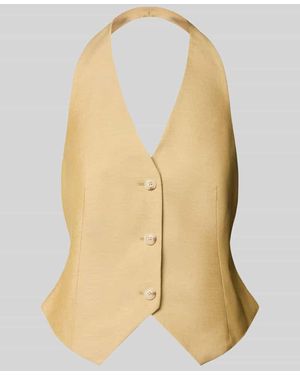 Comma, Weste mit Neckholder und V-Ausschnitt - Natur