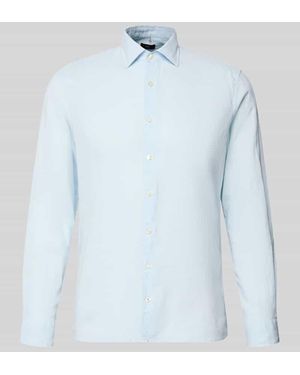 Cinque Slim Fit Freizeithemd aus Leinen-Mix Modell 'Steven' - Blau