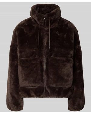 Freequent Jacke aus Kunstfell mit Reißverschluss Modell 'FONY' - Schwarz