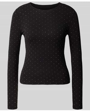 Vero Moda Langarmshirt mit feinen Ziersteinen - Schwarz
