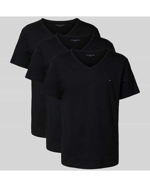 Tommy Hilfiger T-Shirt Set aus reiner Baumwolle im 3er-Pack - Schwarz