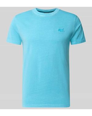 Superdry T-Shirt mit Rundhalsausschnitt und Label-Stitching - Blau