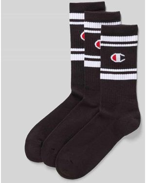 Champion Socken mit Logo-Stitching Modell 'Crew' im 3er-Pack - Schwarz